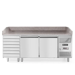 Refrigerated pizza table 2-drzwiowy with 7 drawers, granite top