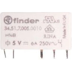 Relais solénoïde mince Finder 1P 6A 5V DC vers PCB (34.51.7.005.0010)