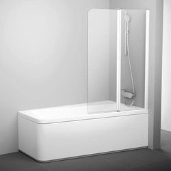 Реверсивна стена за баня Ravak 10°, 10CVS2-100 R бяло+стъкло Прозрачно