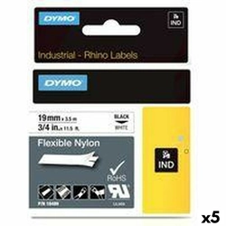 Rhino Dymo laminēta uzlīmju printera lente ID1-19 19 x 3,5 mm Melns, balts, pašlīmējošs (5 gabali)