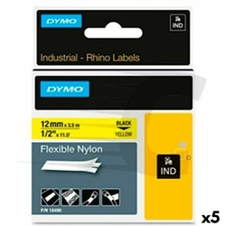 Rhino Dymo laminovaná páska pro tiskárnu štítků ID1-12 Žlutá Černá 12 x 3,5 mm Samolepící (5 ks)
