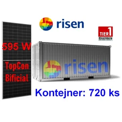 Risen Energy RSM144-10-595W BNDG plokštės, bifacialinės, TopCon, sidabrinis rėmas