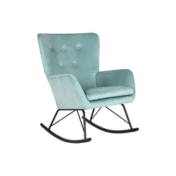 Rocking chair Home ESPRIT Black Sky blue Polyester Metal 68 x 90 x 92 cm