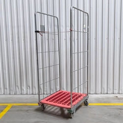 Rollcontainer (rollcage, rollbox) transport mesh trolley, red color