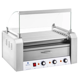 Roller roller grill with cover and heating drawer for buns 16 HotDog sausages 2200W 230V Royal Catering