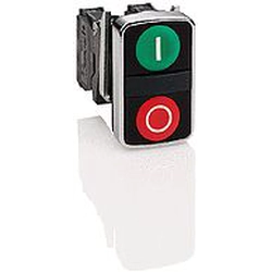 Schneider Electric Διπλό πράσινο/κόκκινο κουμπί κίνησης O-I χωρίς οπίσθιο φωτισμό με επιστροφή ελατηρίου (ZB4BA7341)