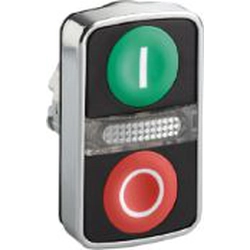 Schneider Electric dubultā zaļās/sarkanās pogas piedziņa /O-I/ ar fona apgaismojumu un pašatgriešanos (ZB4BW7A3741)