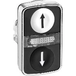Schneider Electric Двоен бутон плосък/плосък бял/черен самовъзвръщащ се LED метал UP/DOWN(ZB4BW7A1724)