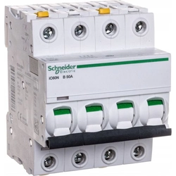 Schneider Electric har angivet 4P B 50A 6kA AC iC60N-B50-4 (A9F03450)