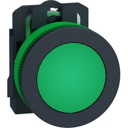 Schneider Electric Harmony XB5 Flat plastic button. green fi30 smooth lens integrated LED 24 V AC/DC XB5FVB3