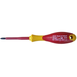 SCREWDRIVE, INSULATED SCREWDRIVE 1000V FOR ELECTRICIAN, CROSS PH1 x 80