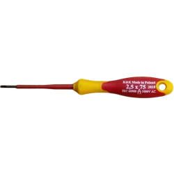 SCREWDRIVE, INSULATED SCREWDRIVE 1000V FOR ELECTRICIANS, FLAT 2.5 x 75