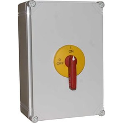 Seccionador Spamel 3P 125A em caixa de policarbonato com frente travada em amarelo-vermelho (RSI-3125OBPZC)