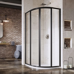 Semicircular shower cabin Ravak Supernova, SKCP4-80 195, black+transparent glass