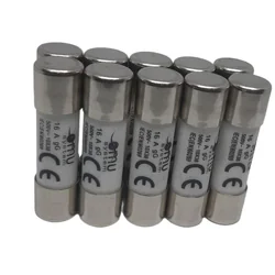 Set 10 fuses 10x38 16A cylindrical ceramic fuses 500V AC gG