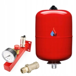 Set: expansion vessel 12L + safety valve + air vent + pressure gauge