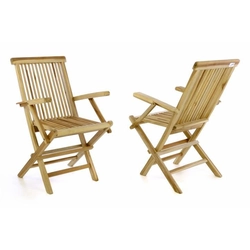 Set of 2 pieces of DIVERO foldable garden chairs - teak wood