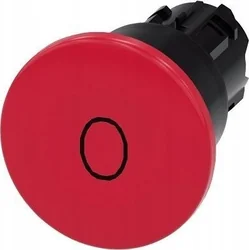 Siemens Mushroom button 22 mm round plastic red inscription: O 40 mm non-returning pull unlocking 3SU1000-1BA20-