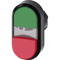 Siemens Osvetljen dvojni gumb 22mm okrogel plastični zeleno rdeč Ploščati / visoki gumbi 3SU1001-3BB42-0AA0