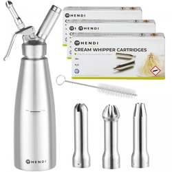 Sifone Professionale per Panna da Montare, Acciaio Inox 1l + Cartucce N2o 150 Pz.