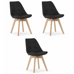 Silla NORI - material negro - patas naturales x 3