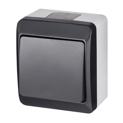 Single-pole/staircase switch, grey/anthracite IP44 HERMES