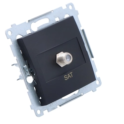 Single SAT antenna socket (module).For individual installations, black matt Simon54