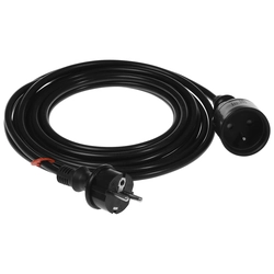 Single-socket black extension cable with grounding 3 m Plastrol