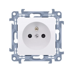 Single socket with grounding white 16A