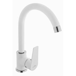 Sink tap with L spout Invena Dokos white/chrome BZ-19-002-V