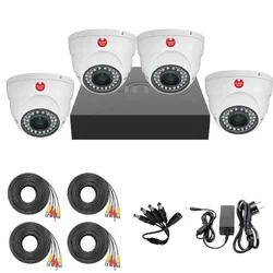 Sistema completo de vigilancia 4 Cámaras analógicas Guard View 2MP Lentes varifocales antivandálicas 4-in-1 IR 30m, UNV DVR 4 Canales analógicos HD 2MP y accesorios