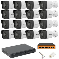 Sistema de vigilância 16 Câmeras IP Hikvision 4MP NVR 4K 16 canais 8MP acessórios