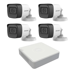 Sistema de vigilancia 4 Cámaras Hikvision 2MP 2.8mm IR 30m, DVR 4 canales 1080N audio integrado