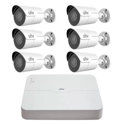 Sistema de vigilância 6 Câmeras UNV 4MP IP PoE Starlight, 2.8mm, Áudio, IR 50m, NVR 4K 8 canais