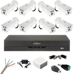 Sistema de vigilância completo 8 Câmeras externas Dahua 2MP IR 80m, DVR 8 canais, acessórios de montagem