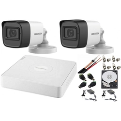 Sistema de vigilância de áudio e vídeo Hikvision 2 Câmeras Turbo HD 2MP DVR 4 canais, HDD 500GB