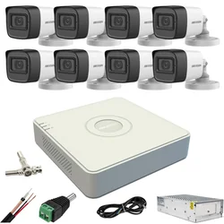 Sistema de vigilancia Hikvision 8 cámaras 5MP IR 30m Micrófono DVR 8 canales 8MP Accesorios incluidos