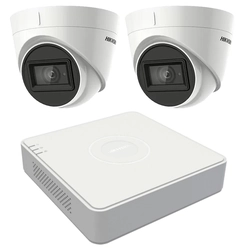 Sistema de vigilância por vídeo 2 Câmeras Hikvision 5MP, lente 2.8mm, IR 40m, DVR 4 Canais TurboHD