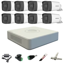 Sistema de vigilancia profesional Hikvision 8 Cámaras 5MP Turbo HD IR 30m