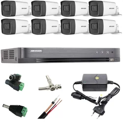 Sistema de vigilância profissional Hikvision 8 câmeras 5MP Turbo HD IR 80m