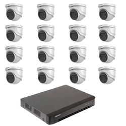 Sistema di videosorveglianza 16 telecamere 5MP Hikvision 2.8mm IR 30m, DVR AcuSense 16 canali video