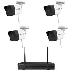 Система за наблюдение 4 Безжични камери Hikvision HiWatch 2MP, 30m IR обектив 2.8mm, NVR 4 канали