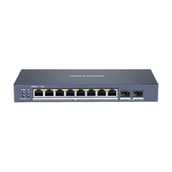 Skift 8 Gigabit PoE-porte, 2 SFP uplink-port, SMART Management - HIKVISION DS-3E1510P-SI