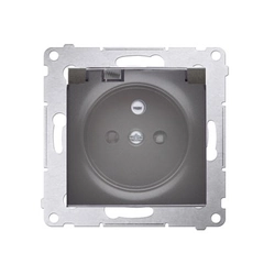 Socket for version IP44 contact cover without gasket for multiple frames. TRANSPARENT FLAP, anthracite Simon54