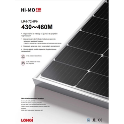 Solar Module PV Panel 460W Longi LR4-72HPH-460M Hi-MO 4m Silver Frame Silver Frame