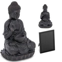 Solar trädgårdskaskadfontän med LED-belysning Buddha 1.2 W