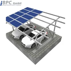 Соларен навес с 15 соларни модули за 2 автомобил с възможност за инсталиране на фотоволтаична система.