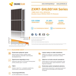 Solární panel ZNSHINE 545W BIFACIAL, POLOVITÝ ŘEZ, DVOJSKLO, GRAFEN, GALIUM