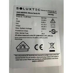solcellemodul; PV-modul; Soluxtec DMMFS340