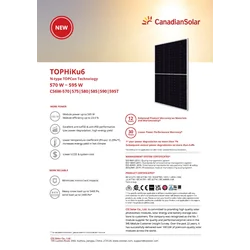 Solcellsmodul PV-panel 585Wp Canadian Solar CS6W-585T TopHiKu6 N-typ Silverram Silverram